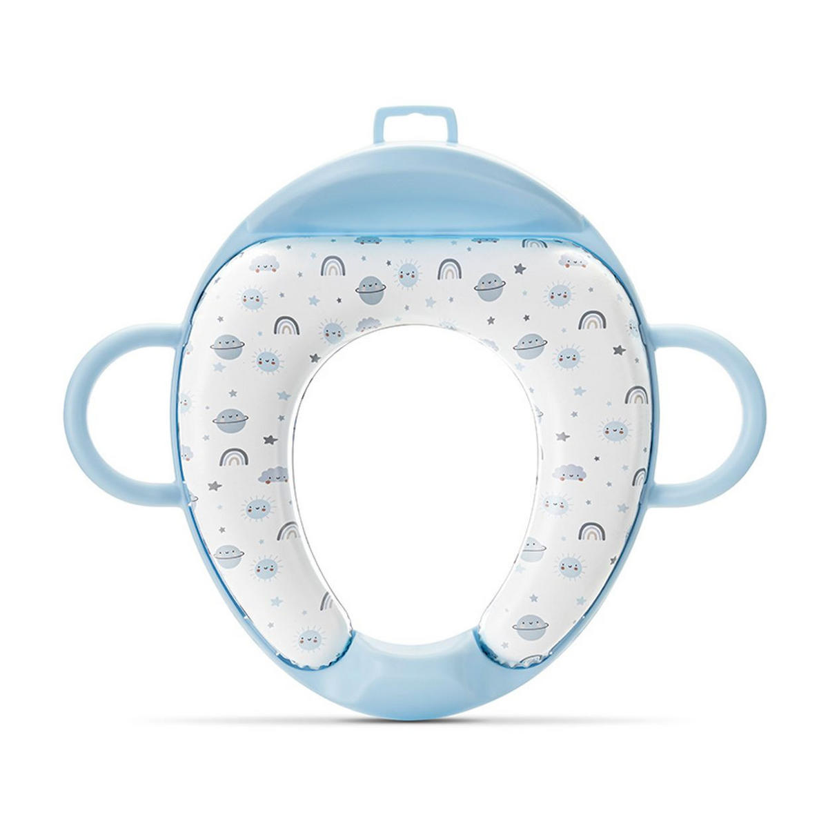 TOILETTENTRAINER 1013070 hellblau Toilettenaufsatz, Rückenlehne, Seitengriffe, abnehmbares Sitzkissen - Blau, Kunststoff (34/41.5cm) - Lorelli