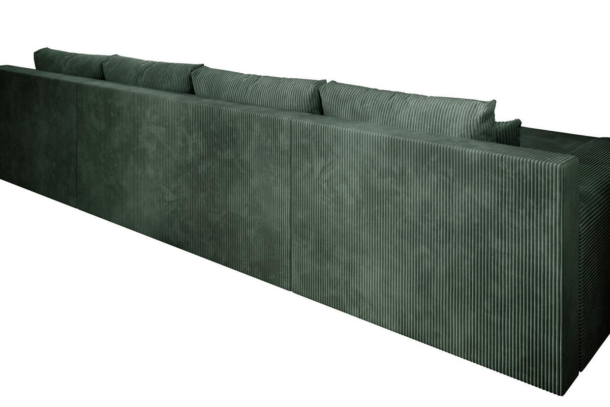 ECKSOFA Credo mit Schlaffunktion und Bettkasten, Couch U-Form, 348x81x185 cm, Grün - Grün, Holz (348/170cm) - PROMETO Möbel