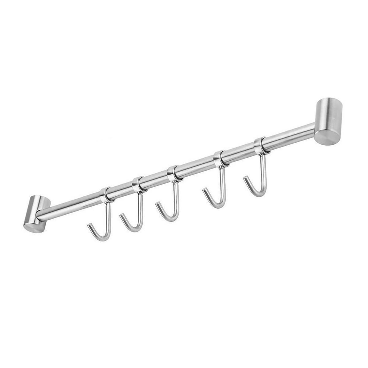 KÜCHEN HÄNGELEISTE mit 5 Haken - Silberfarben, Metall (3.4/2.2/36cm) - Intirilife