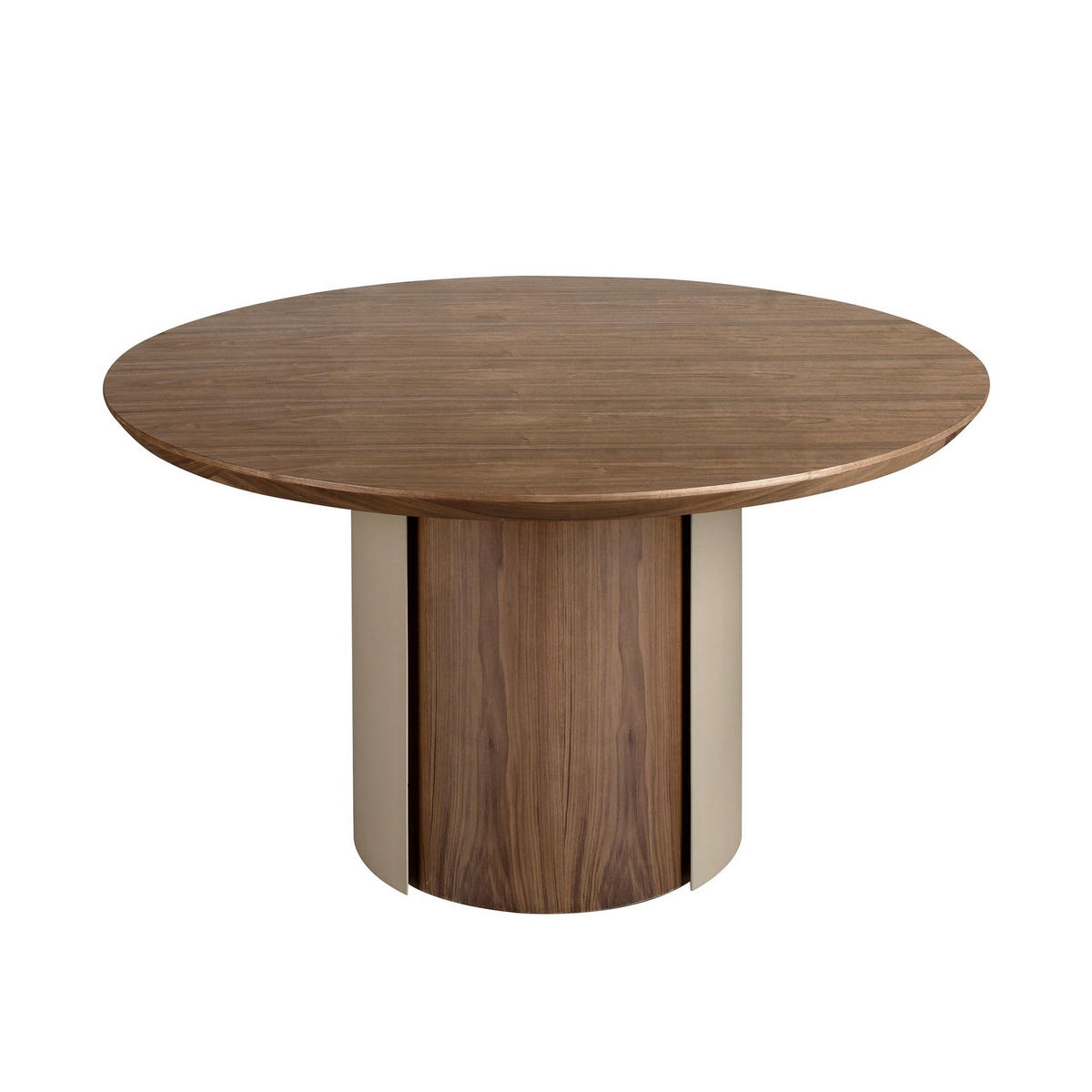 ESSTISCH Runder Esstisch Nussbaum und Stahl metallic sand Ø140/76 cm - Walnussfarben, Holz (140/140/76cm) - ANGEL CERDA