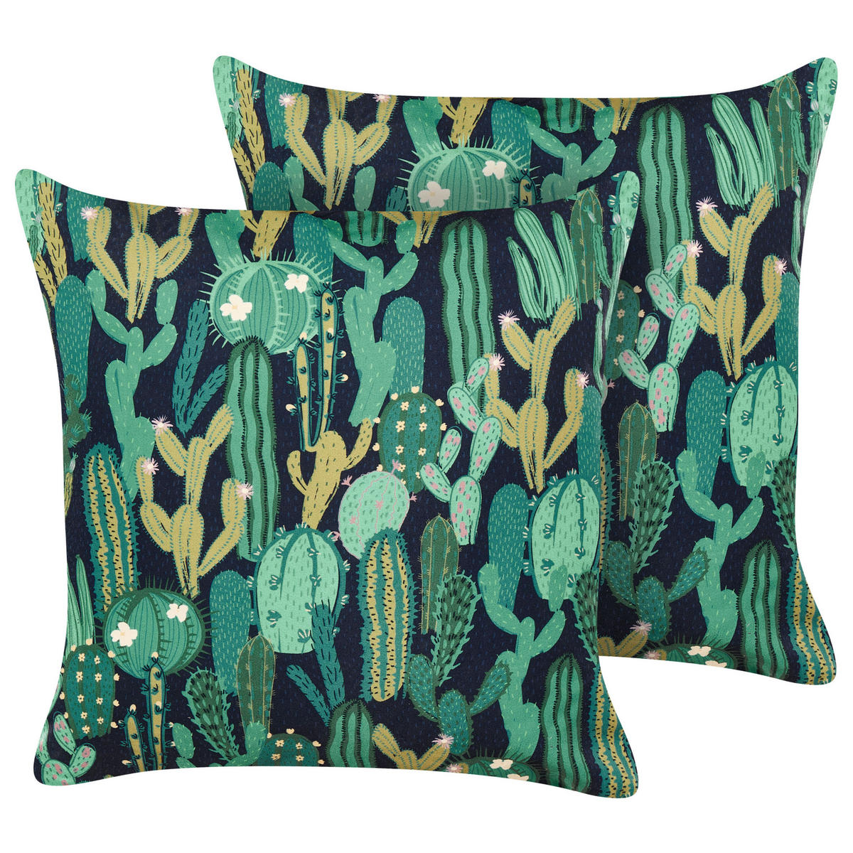 GARTENKISSEN 2er-Set Kaktusmuster grün 45/45 cm Bussana - Grün, Textil (45/45cm) - Beliani