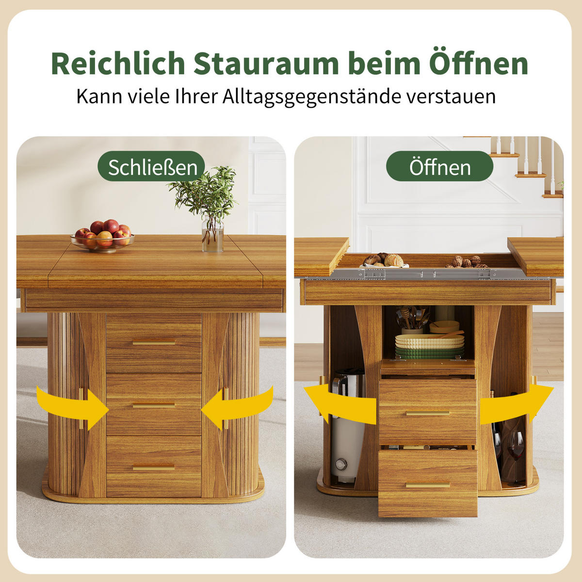 ESSTISCH 118-158/118/77 cm ausziehbar mit Klapp- und Hebemechanismus aus MDF, Walnut - Braun, Holzwerkstoff (118/118/77cm) - Redom