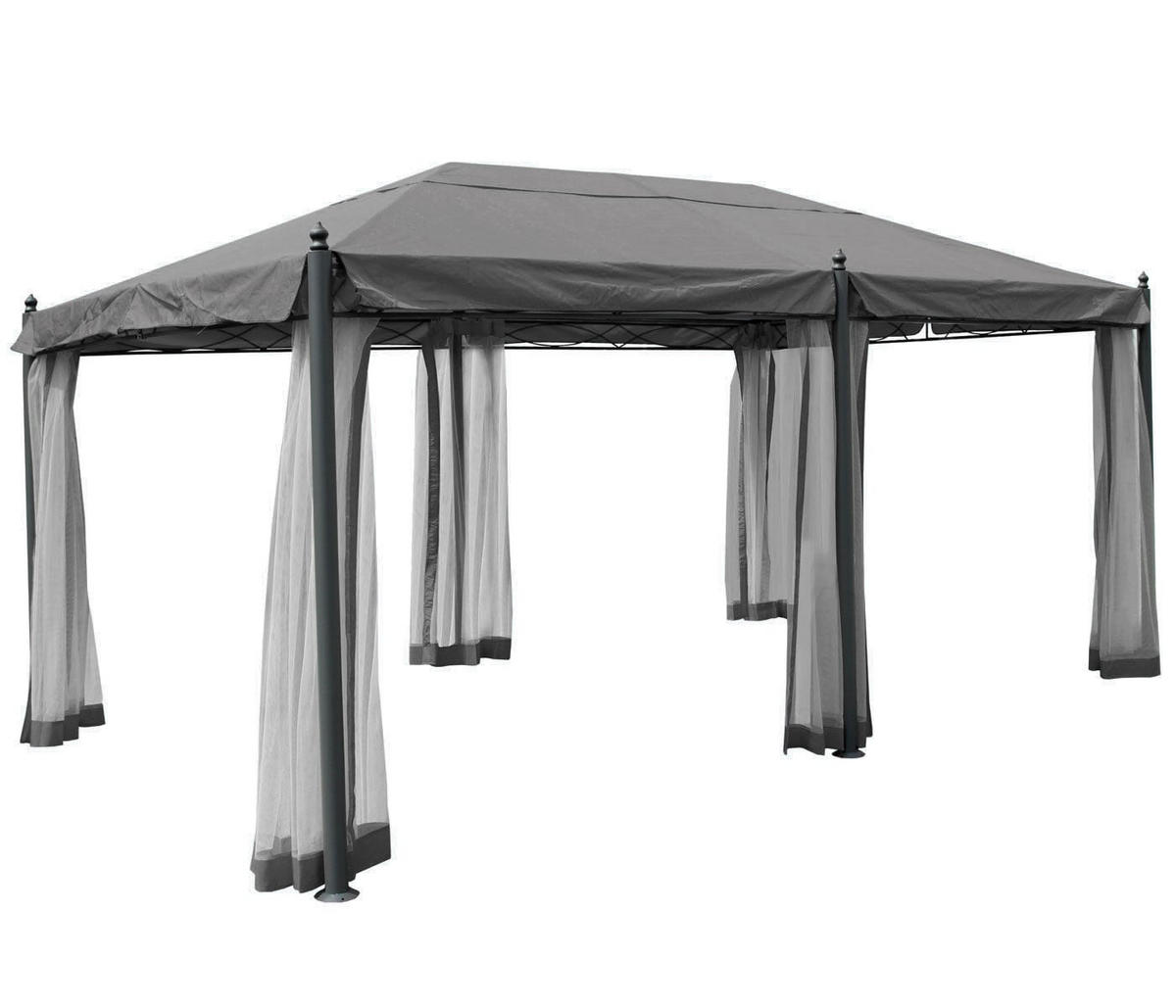 PERGOLA Cadiz 276x300x500cm Grau Seitenwand + Moskitonetz - Grau, Metall (300/276/500cm) - BERLINLODGE