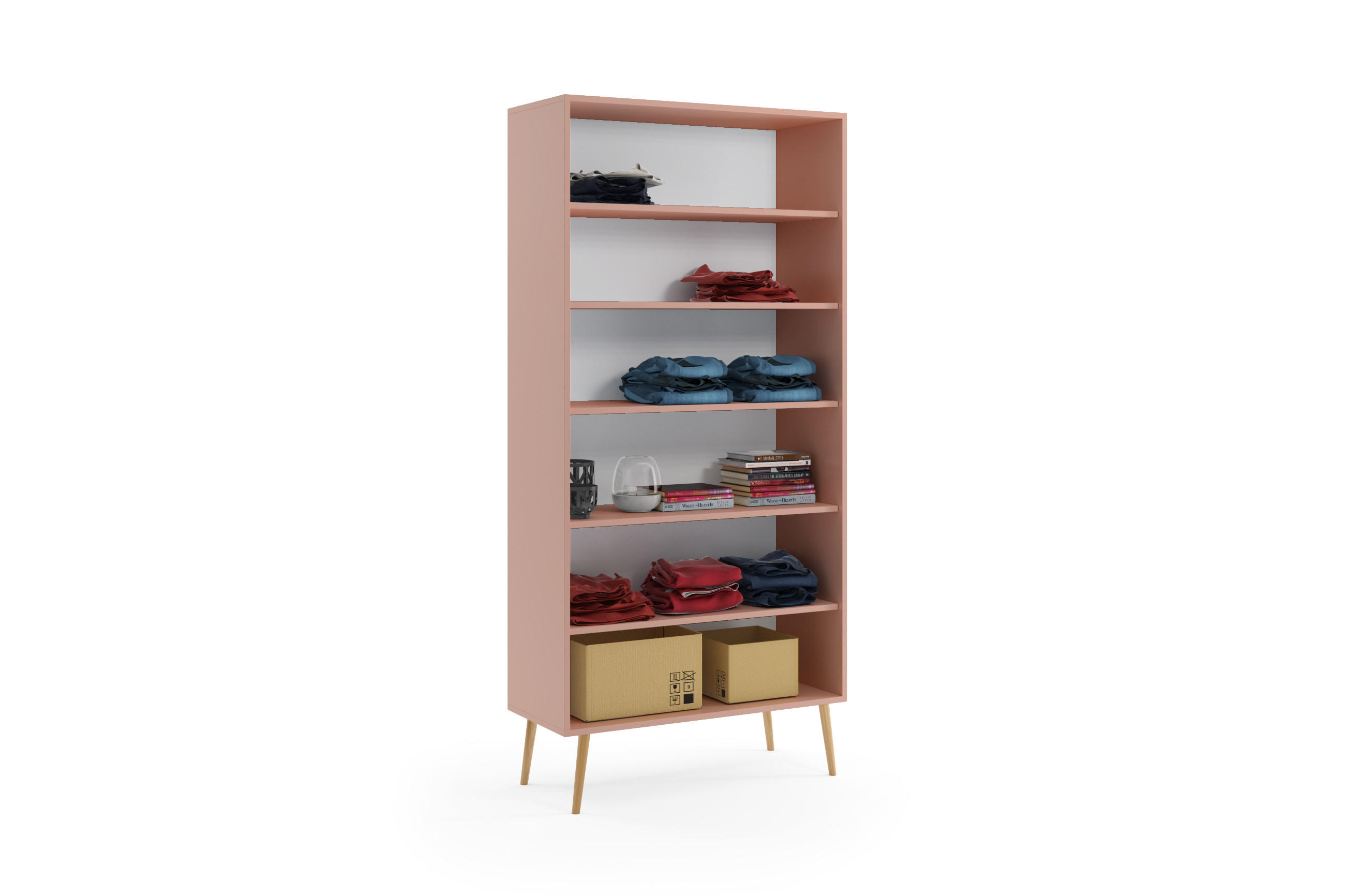 KLEIDERSCHRANK Ikon, Macchiato Matt, Mit 5 Regalen - Beige, Holzwerkstoff (87/212/41cm) - Bettso