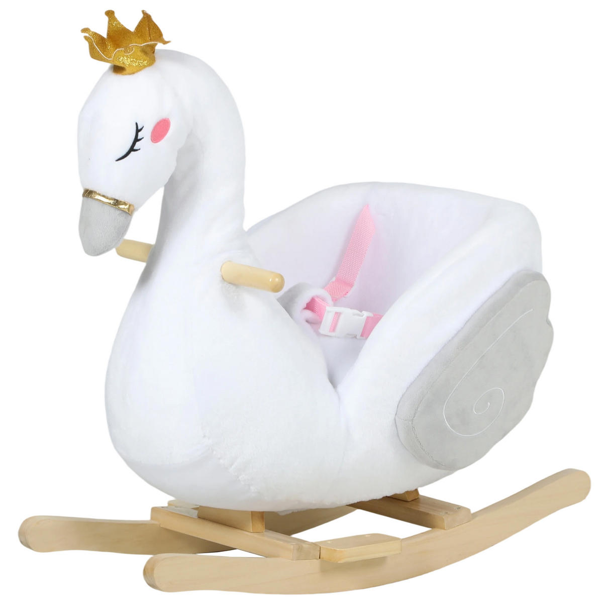 SCHAUKELTIER DE-10206 Schwan mit Schlaflied Weiß - Weiß, Holz (40/68/65cm) - ComfortXL