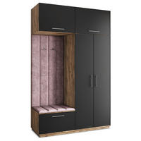 GARDEROBENSCHRANK REMA 150/240/60 cm Modern Garderobe-Set Eiche Lefkas - Eichefarben/Lila, Holzwerkstoff (150/240/60cm) - MASSENO