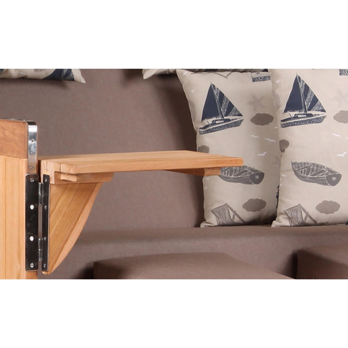 STRANDKORB Baltikum Teak 2,5 Sitzer - Taupe/Braun, Holz/Metall (142/170/95cm) - Mr. Deko