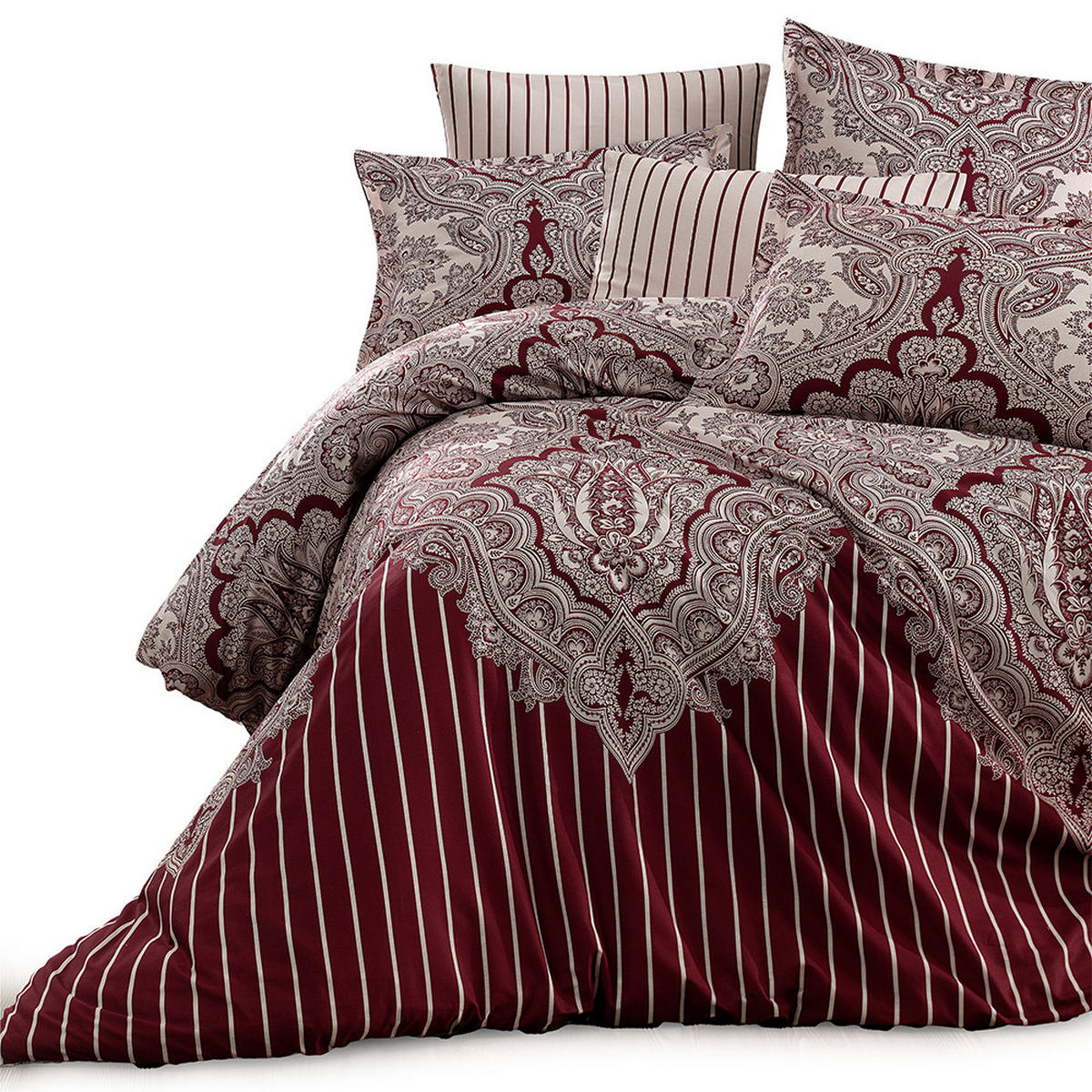 BETTWÄSCHE 6-teilig 220/240 cm LALE - Bordeaux, Textil (220/240cm) - ROLFNERS