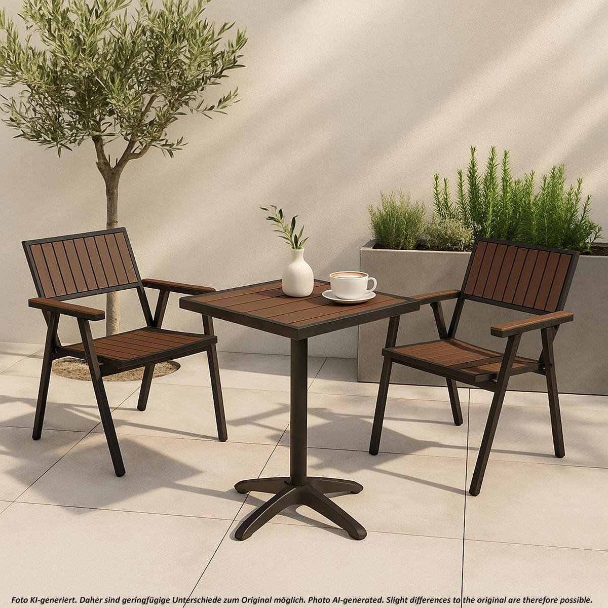 GARTENSTUHL Schwarz, Braun - Schwarz/Braun, Metall (57/87/53cm) - MCW