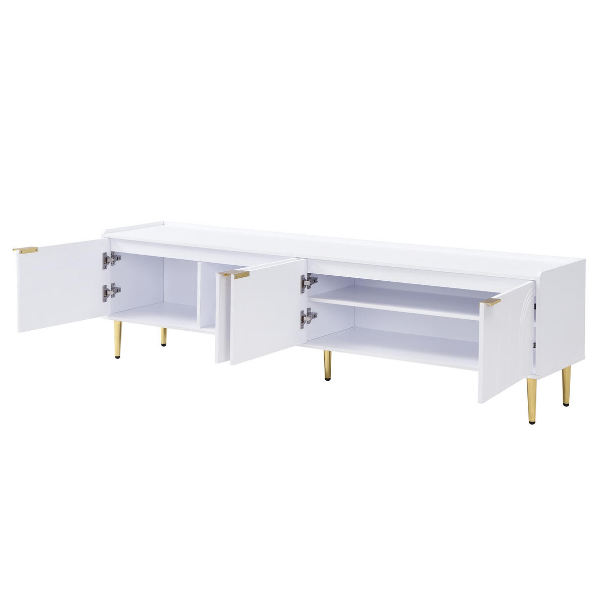 TV-SCHRANK 170/35/47.5 cm Weiß mit 3D-Türen und Goldfüßen - Goldfarben/Weiß, Holzwerkstoff/Metall (170/47.5/35cm) - Oxeza