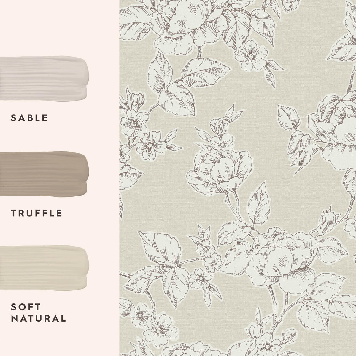 VLIESTAPETE Pollington Roses Natural - Naturfarben, Papier/Kunststoff (52/1000cm) - Graham & Brown