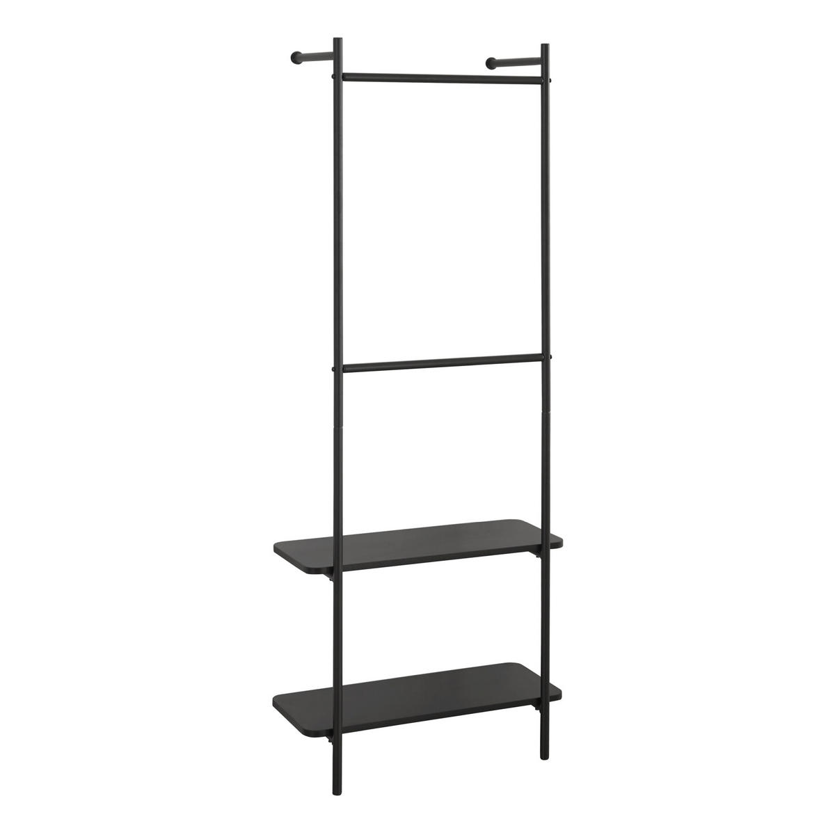WANDGARDEROBE Bremanger - Schwarz, Holzwerkstoff/Metall (60/162/26cm) - [en.casa]