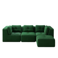 ECKSOFA 297/177/69 cm grün aus Cord ohne Montage modular mit Ottomane - Grün, Textil (177/297cm) - OKWISH