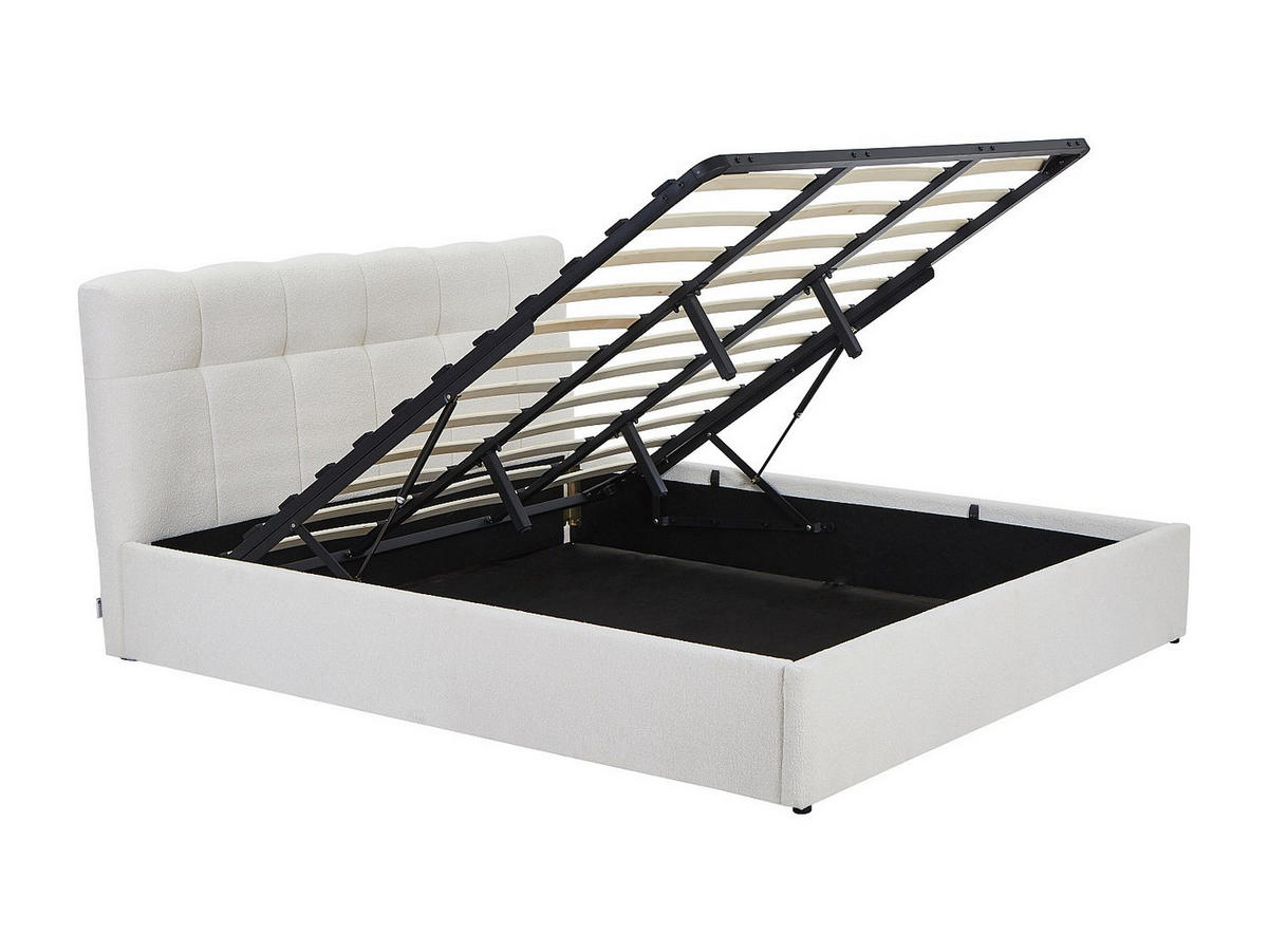 BETT mit Bettkasten - 2 Personen - stoff - weiß Maziri - Weiß, Textil (180/200cm) - Vente-Unique