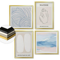 WANDBILDER 4er Set - 50x50 cm & 40x60 cm Goldrahmen - Matisses abstrakte Formen - Goldfarben, Kunststoff (50/50cm) - ArtPrintCave