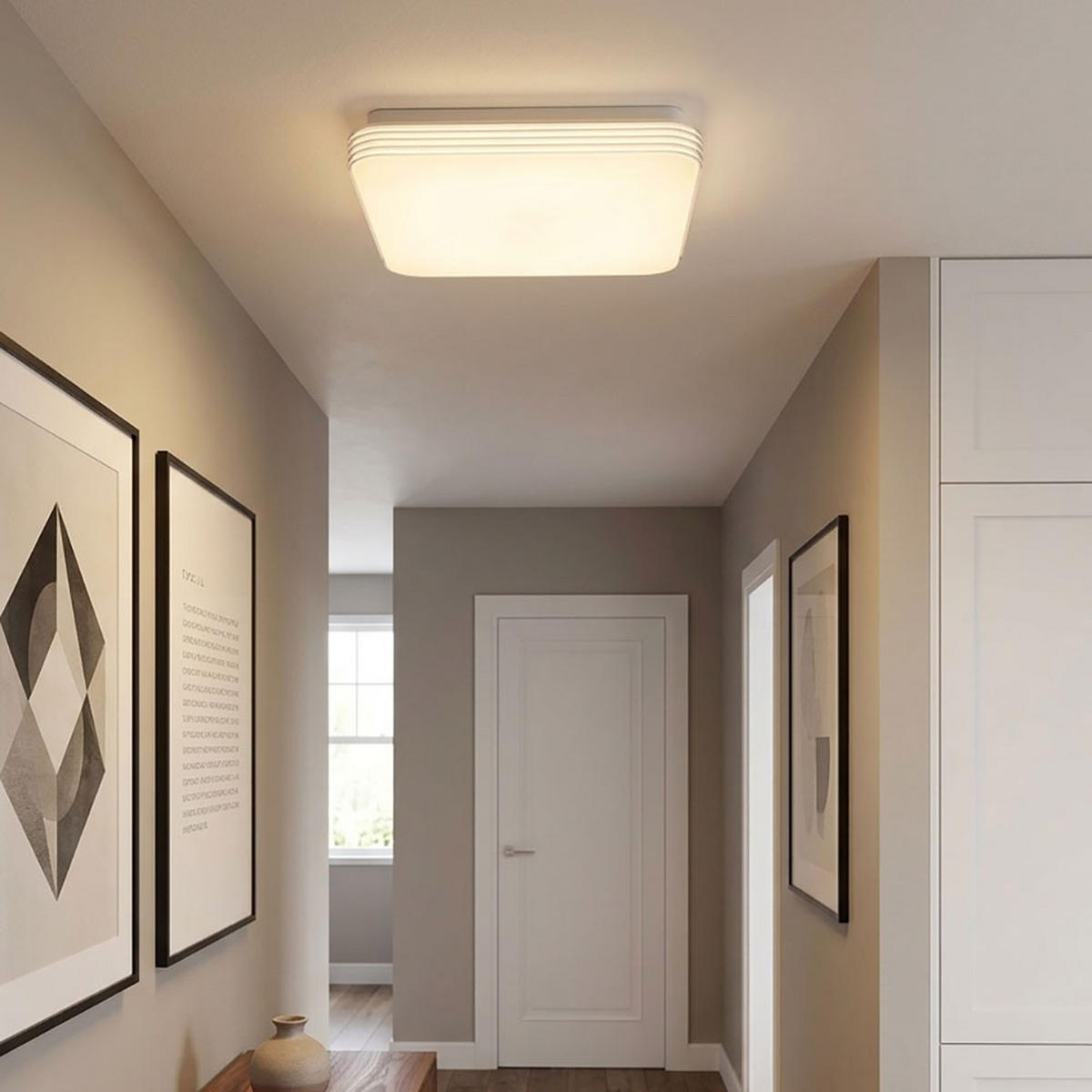DECKENLEUCHTE TAHALRA LED Metall Weiß, quadratisch - Weiß, Metall (37.5/37.5/5cm) - Globo Lighting