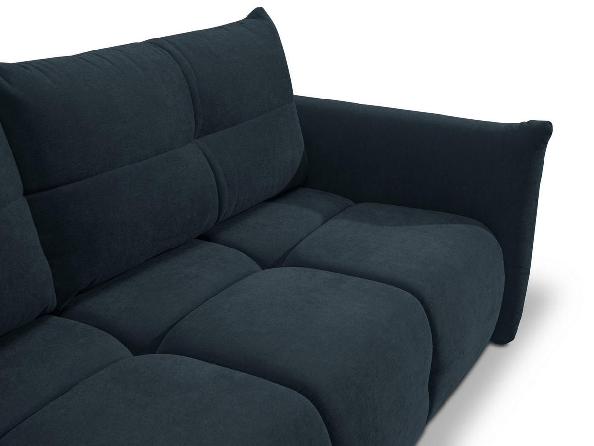 BETTSOFA MODA Blau Chenille-Stoff mit Schlaffunktion - Dunkelblau, Holz (245/86/110cm) - MASSENO