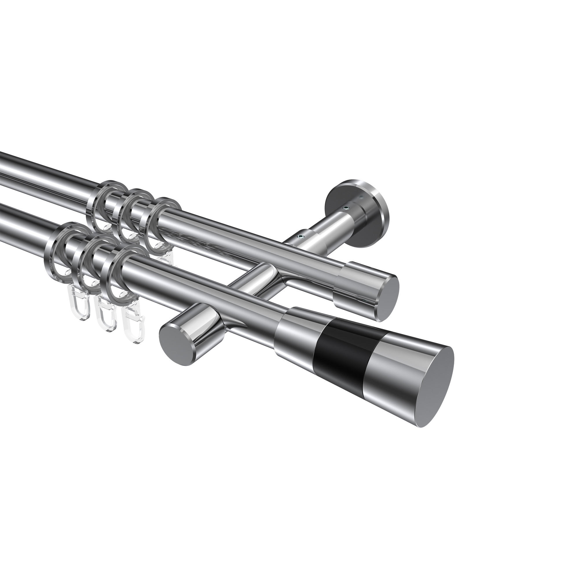 Interdeco Gardinenstange Chrom, Schwarz 540 cm