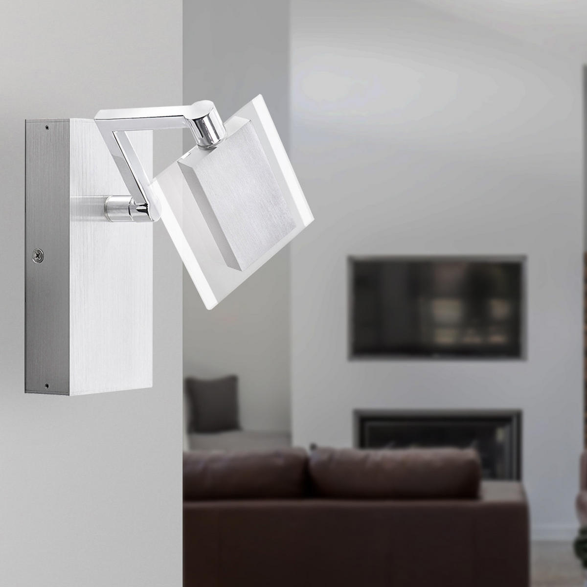 LED WANDLEUCHTE Metall Silber - Silberfarben, Glas (10/10/16cm)