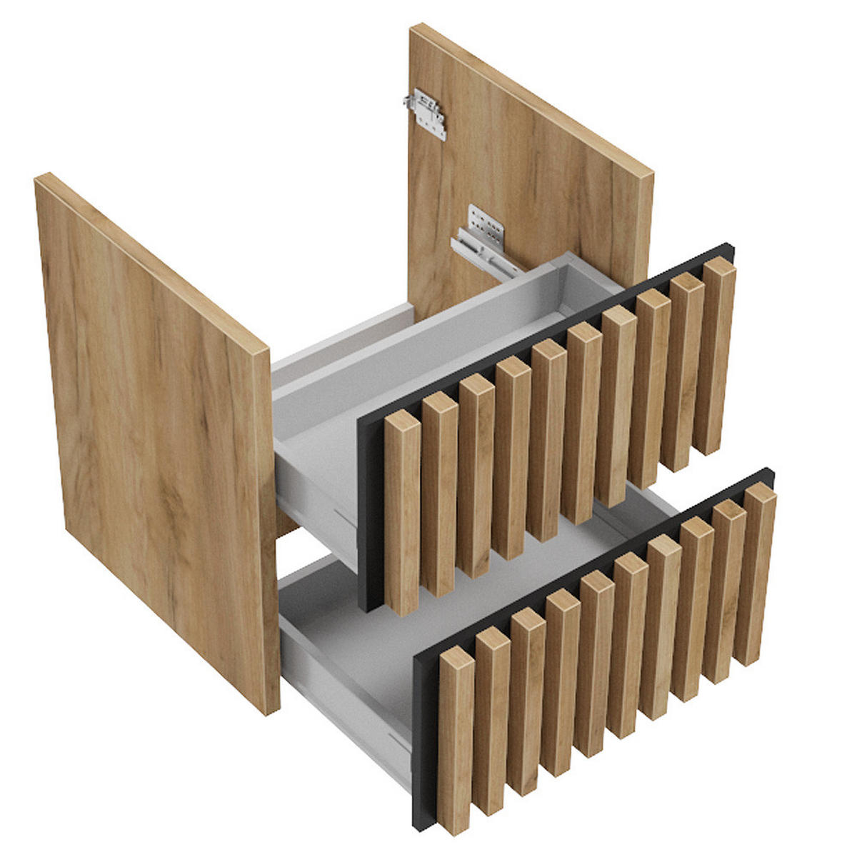 WASCHBECKENSCHRANK Lucca-107 - Braun, Holzwerkstoff (60/56/45cm) - Lomado