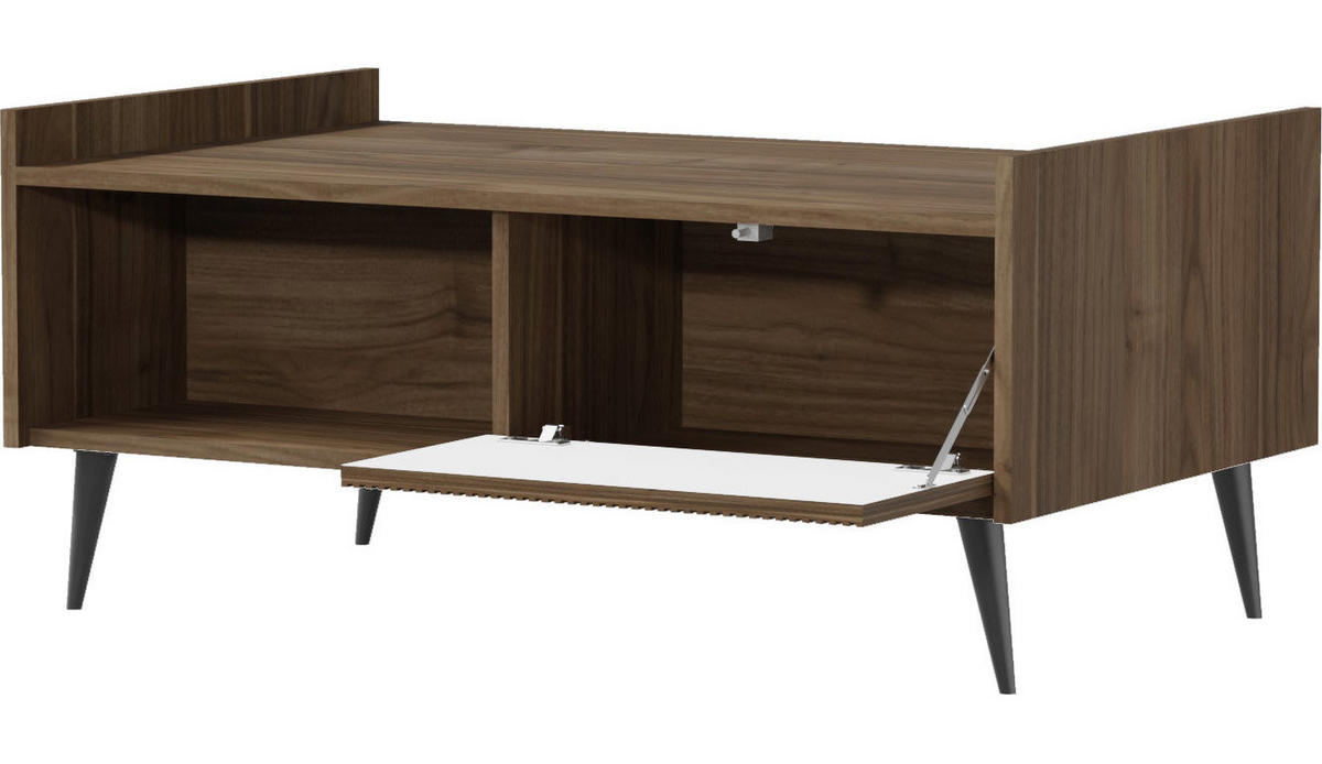 COUCHTISCH Arysa Nussbaum Braun Holzoptik 100/45/60 cm - Walnussfarben/Schwarz, Holzwerkstoff/Metall (60/100/45cm) - WFL GROUP