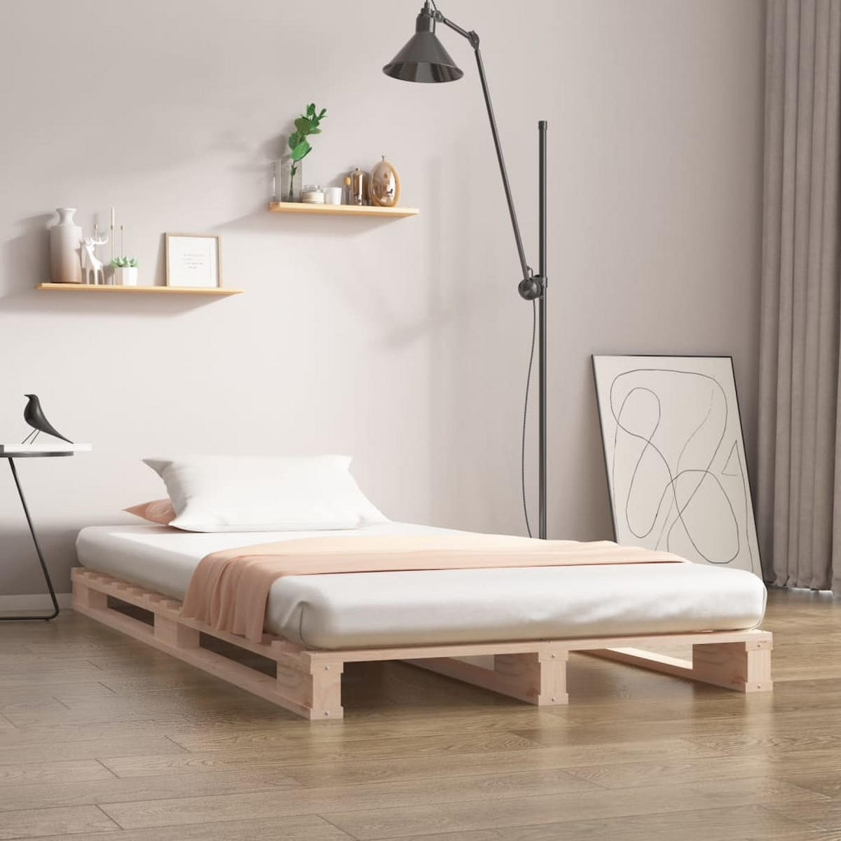 PALETTENBETT 90x200 cm Massivholz Kiefer - Braun, Holz (90/200cm) - furnicato