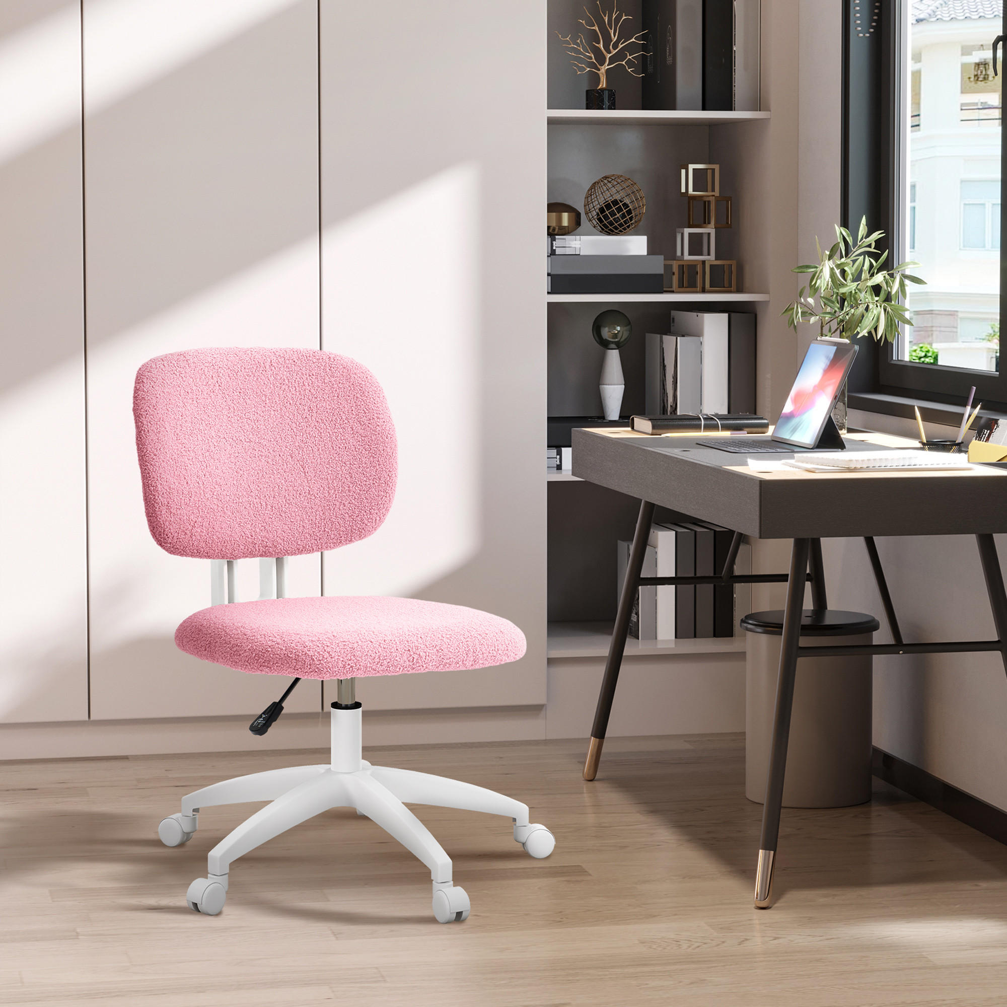 BÜROSTUHL, Ergonomischer, Samt, Rosa - Rosa, Kunststoff (53/90/48cm) - Vinsetto