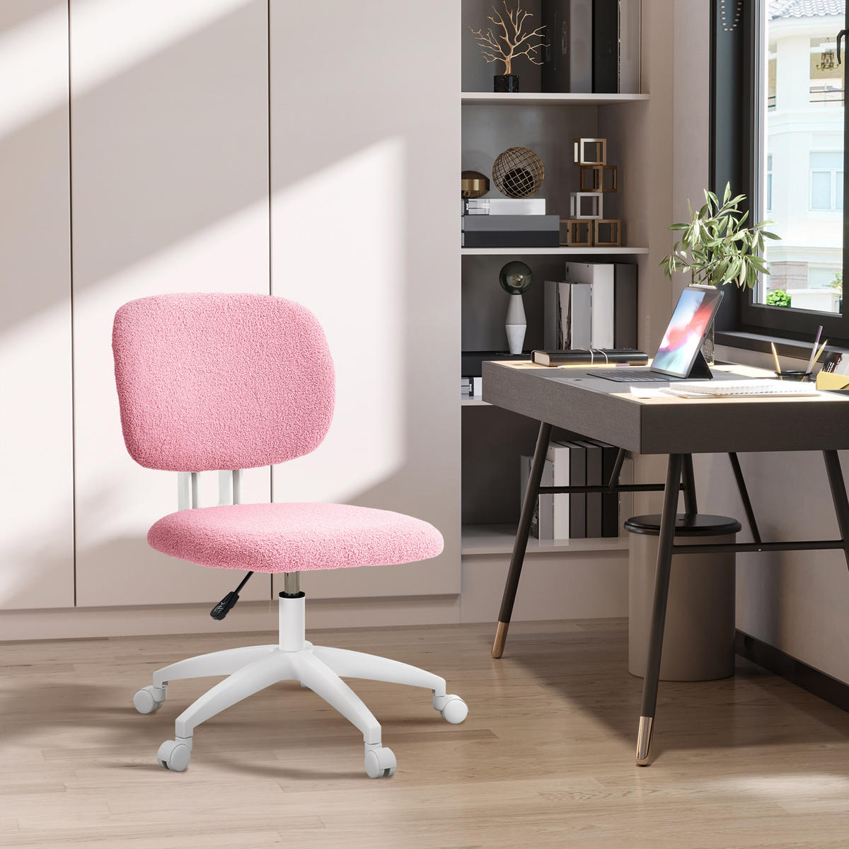 BÜROSTUHL, Ergonomischer Schreibtischstuhl, Höhenverstellbarer Computerstuhl - Rosa, Kunststoff (53/90/48cm) - Vinsetto