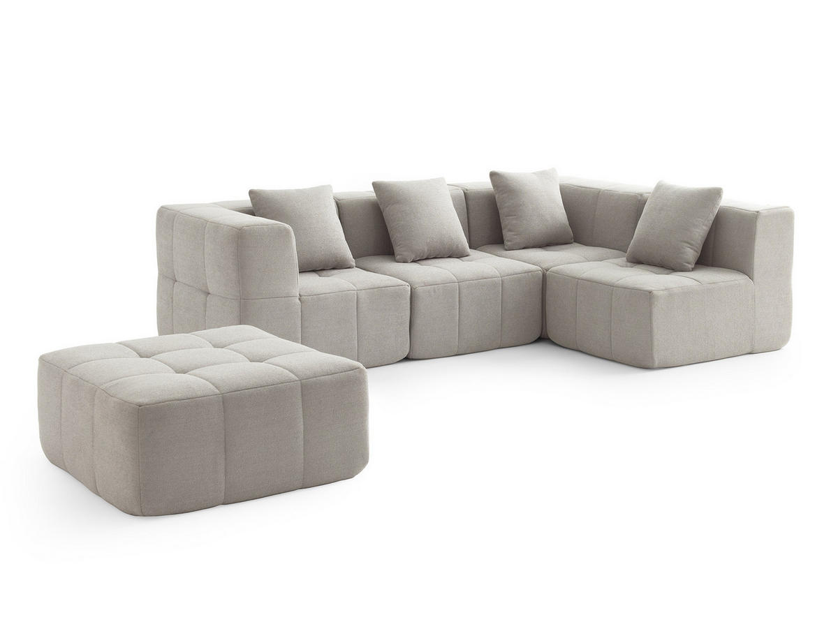 ECKSOFA Bouclé-Stoff Steinbeige - Greige, Textil (260/190cm) - MILYsofa