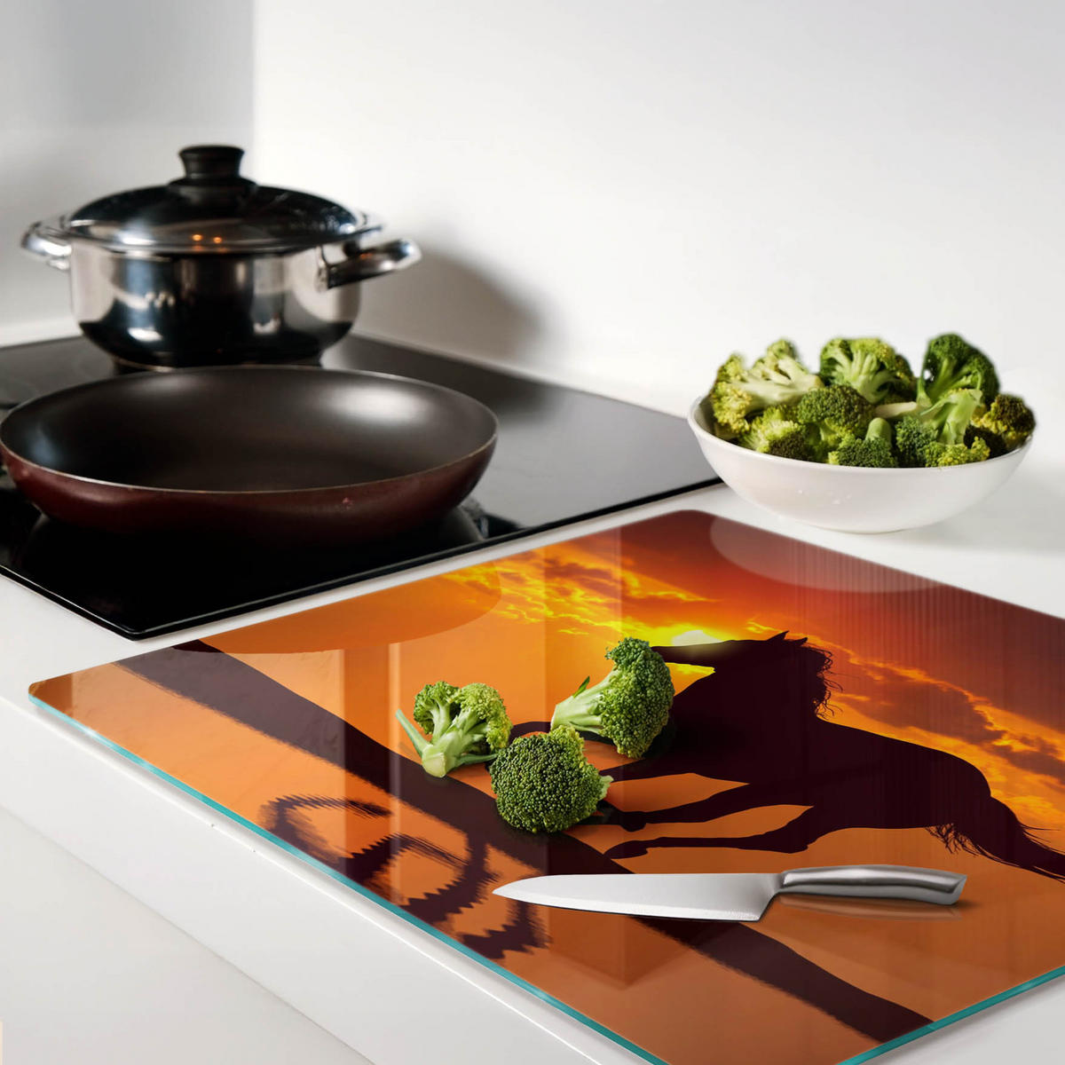 GLASPLATTE 60x52 cm Sonnenpferd - Orange, Glas (60/52cm) - TULUP