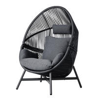 GARTENSESSEL - Eisen / Polyester - Schwarz, Textil/Metall (100/140/100cm) - home24