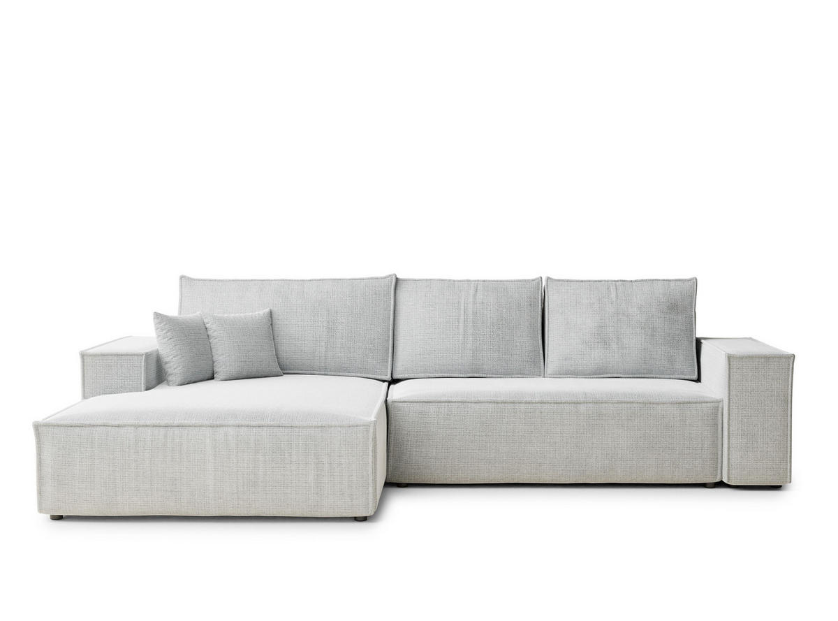 ECKSOFA Maze Grau Chenille-Stoff - Links Seite - Schwarz/Grau, Holz/Holzwerkstoff (185/294cm) - Maison de Reve