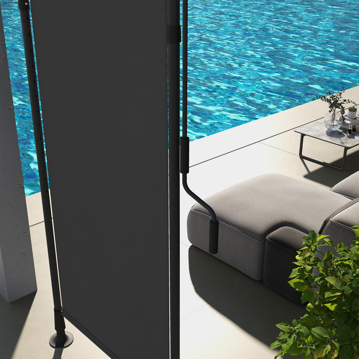 SEITENMARKISE 120x310 cm dunkelgrau - Dunkelgrau, Metall (120/310/2.8cm) - LEBENLANG