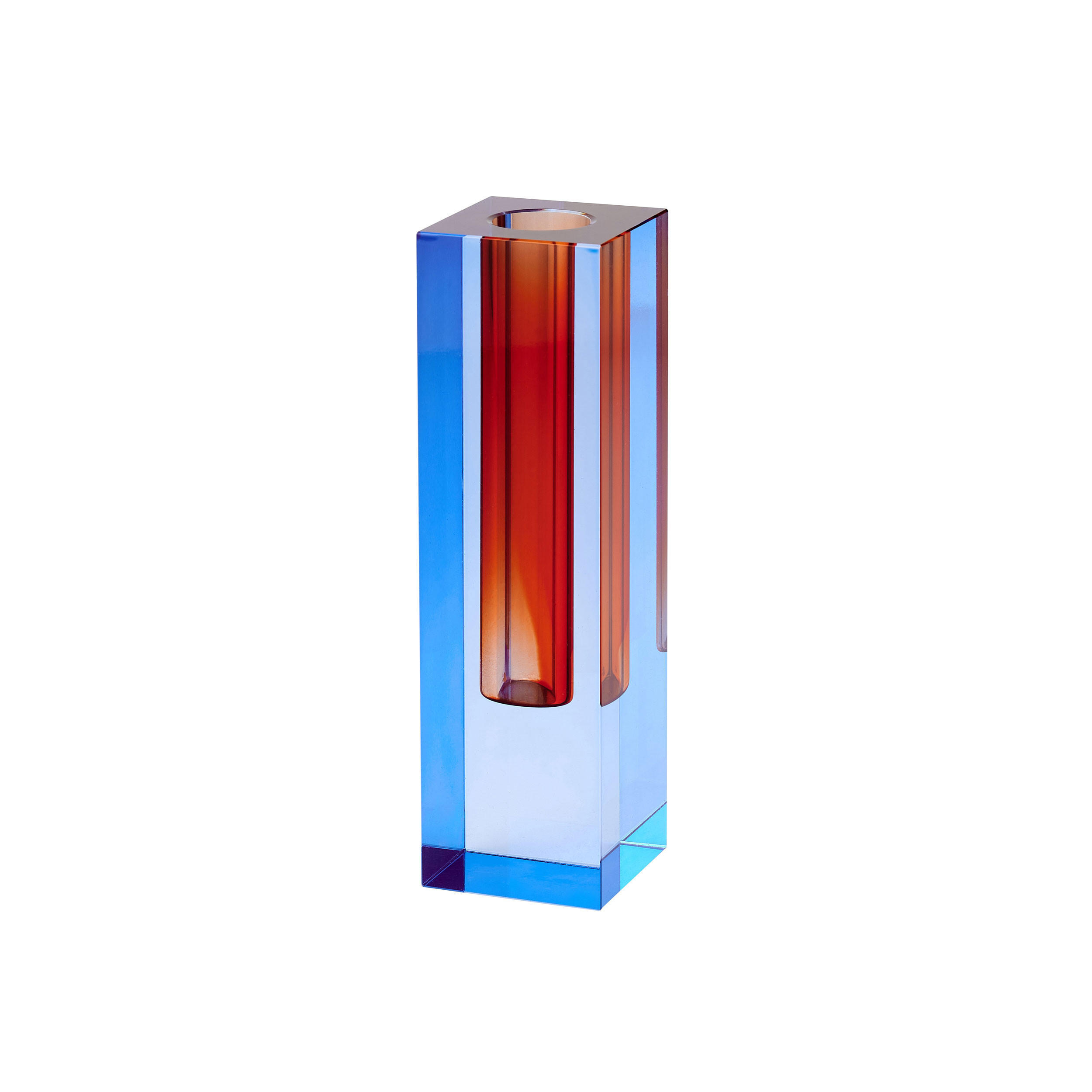VASE Sari, Kristallglas, Blau, Orange, 17 cm - Blau, Glas (17cm) - Gift Company