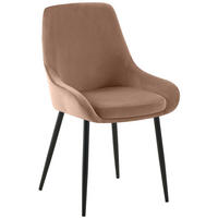 STUHL Samt Braun - Schwarz/Braun, Textil (50/86/53cm) - CLP