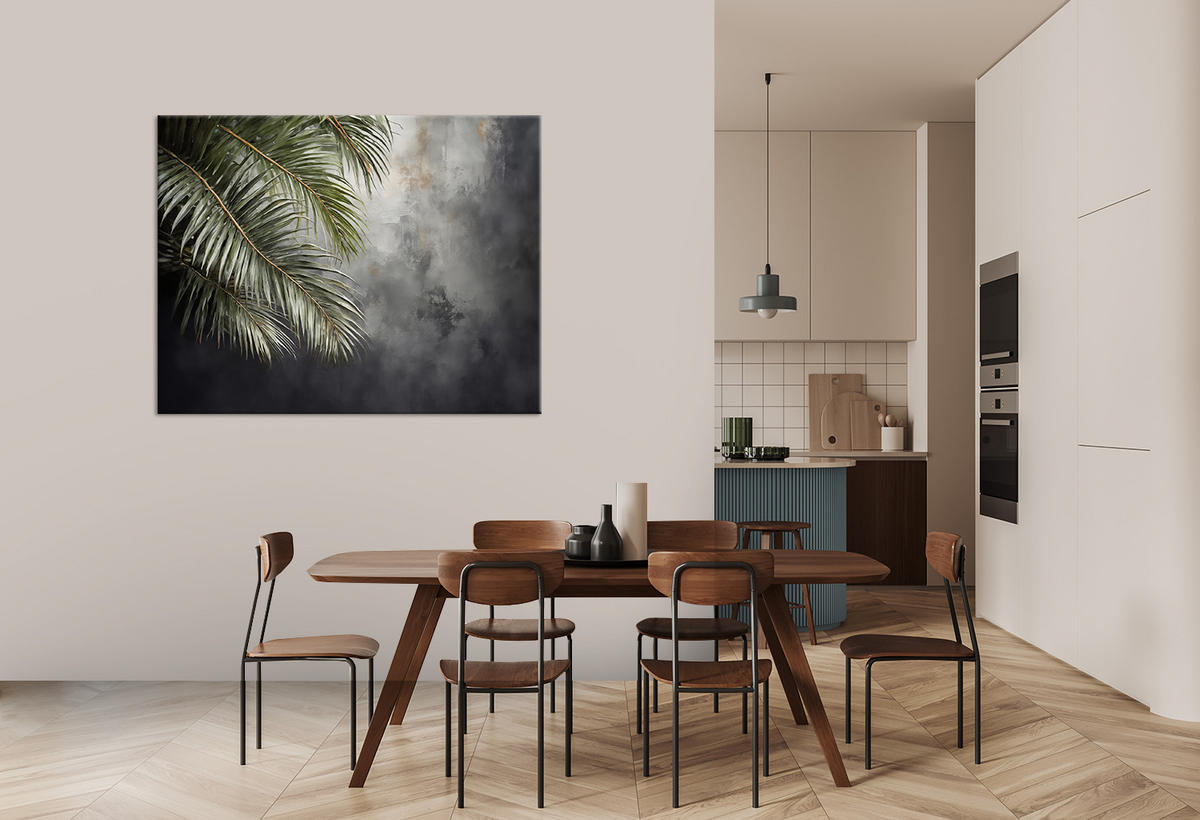 WANDBILD palmen boho natur - Grau, Textil (60/40cm) - Feeby