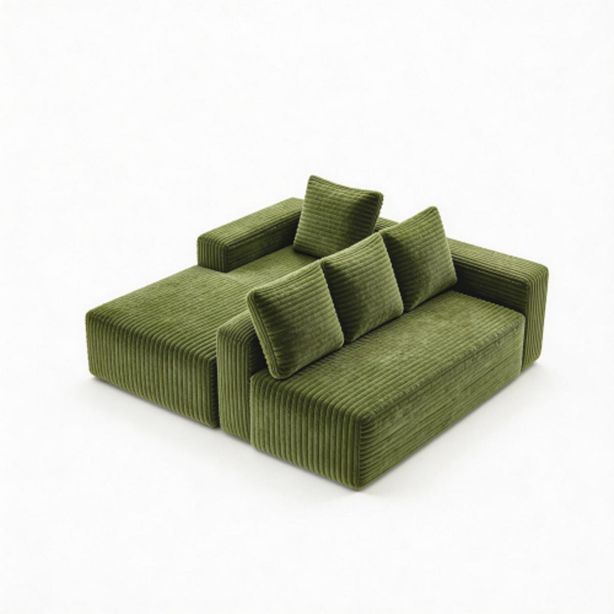ECKSCHLAFSOFA aus Cord 261x168x58 cm mit Chaiselongue und ohne Montage, grün - Grün, Textil (261/168cm) - Luhomfu