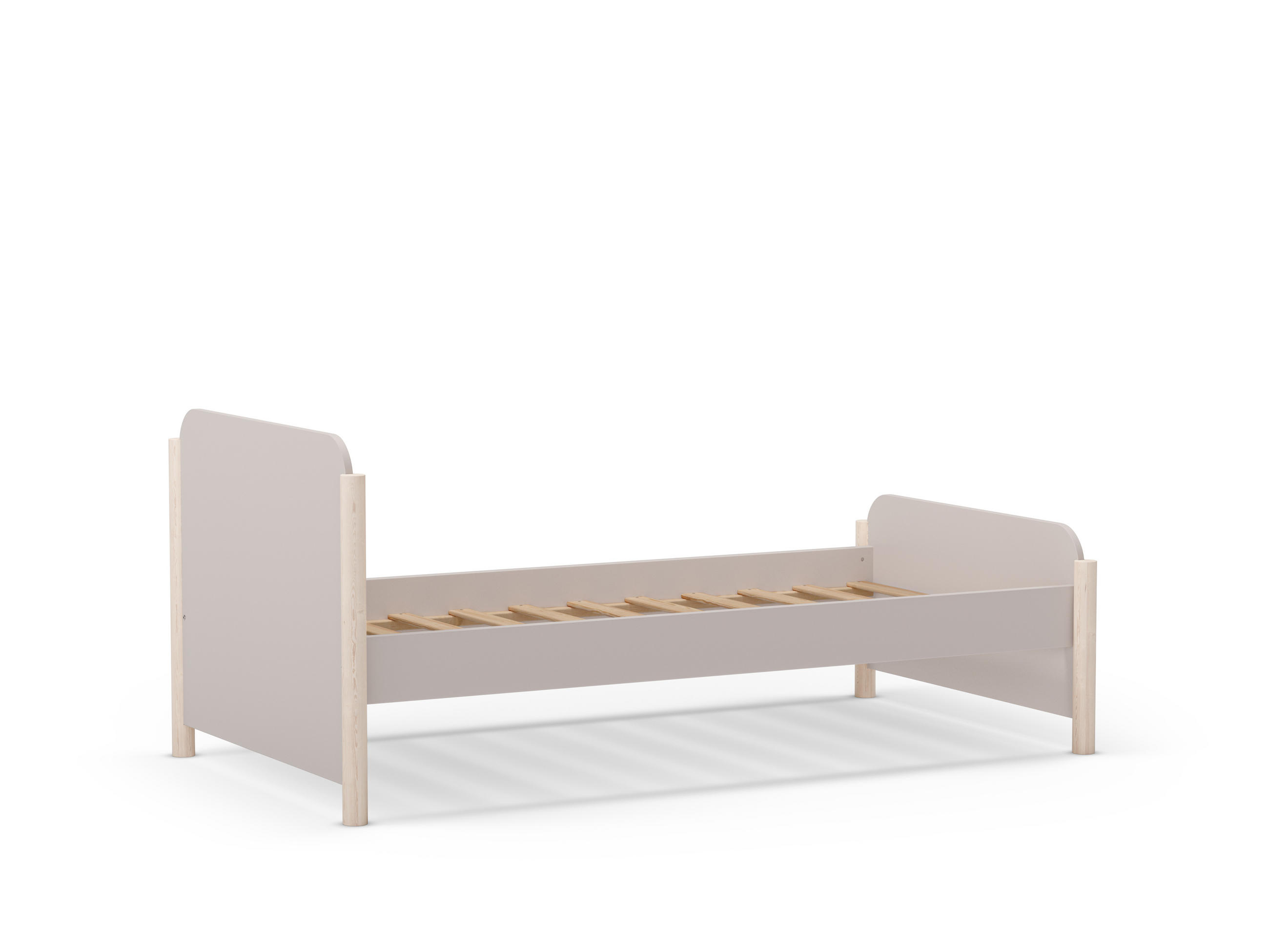 BETT 90x190 cm mit abgerundeten Formen 107,2/199/70 cm - Beige, Holz (190/90cm) - Calicosy