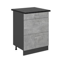 KÜCHENUNTERSCHRANK R-Line Beton 60 cm mit Schubladen, AP Anthrazit - Schieferfarben/Anthrazit, Holzwerkstoff (60/81.6/60cm) - Vicco