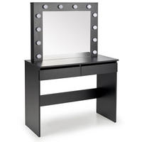 SCHMINKTISCH FABIOSO Schwarz, mit Spiegel und Beleuchtung - Schwarz, Glas/Holz (94/140/43cm) - KONSIMO®
