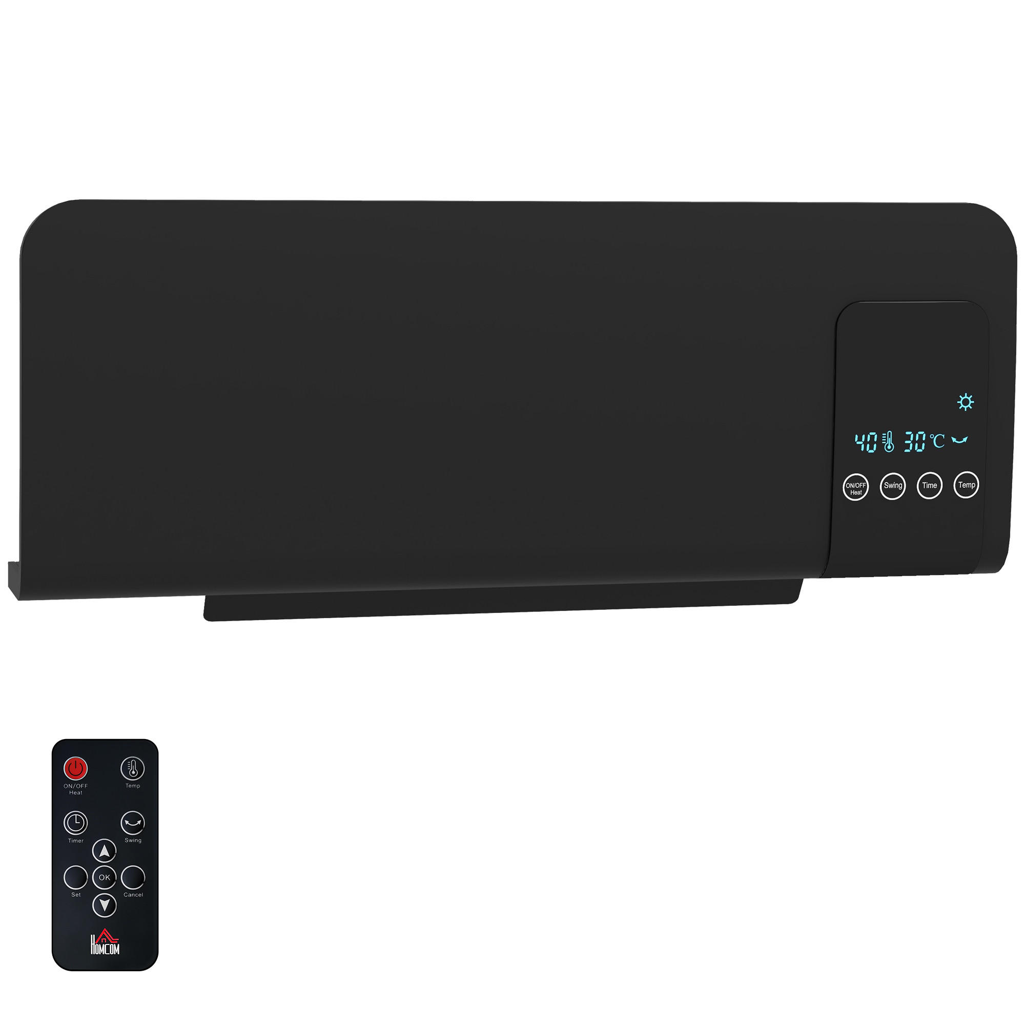 WANDHEIZGERÄT ABS Schwarz - Schwarz, Kunststoff (12/21.5/54.5cm) - HOMCOM