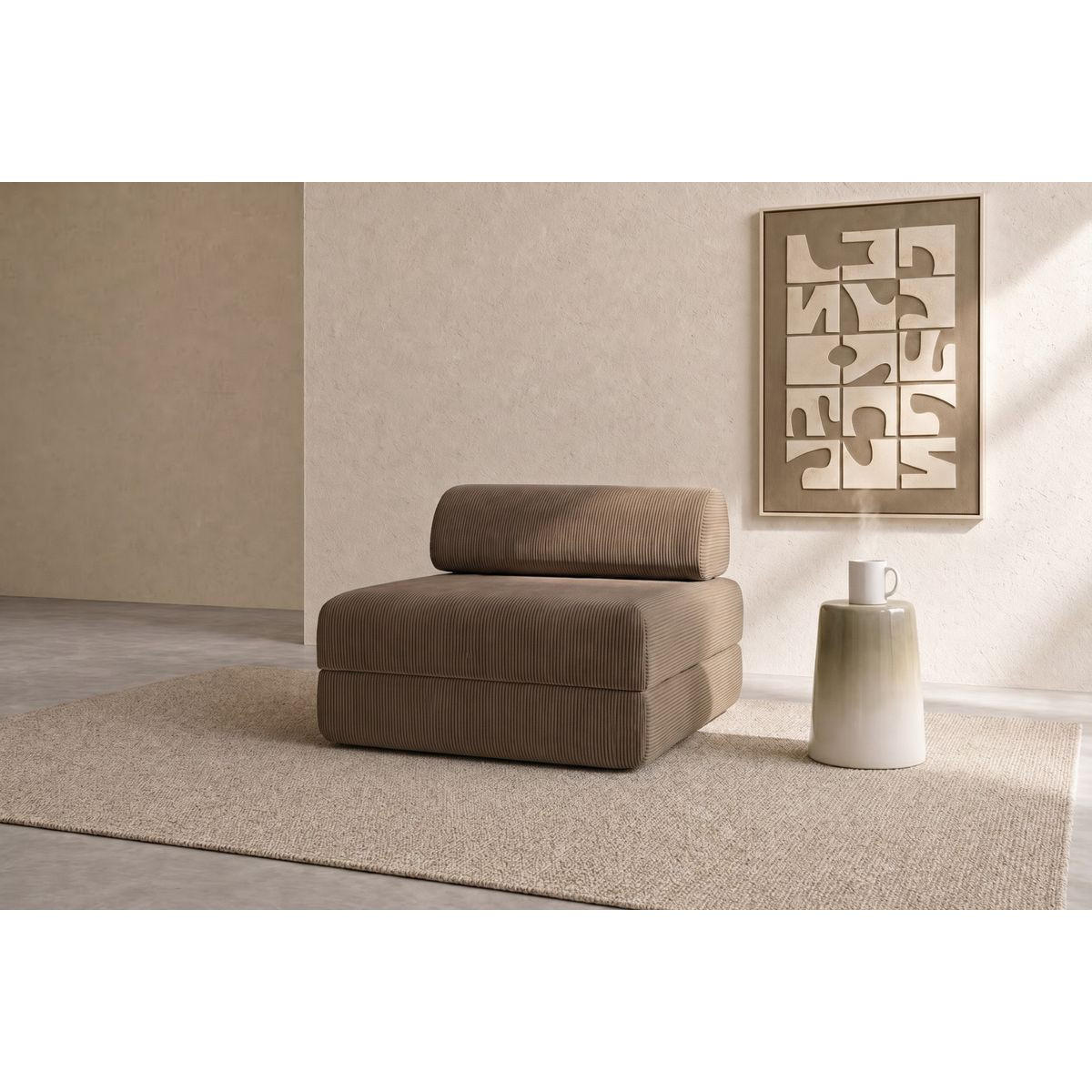 VERWANDLUNGSSESSEL aus taupefarbenem Cord - Taupe, Textil (95/70.5/95cm) - Kimo