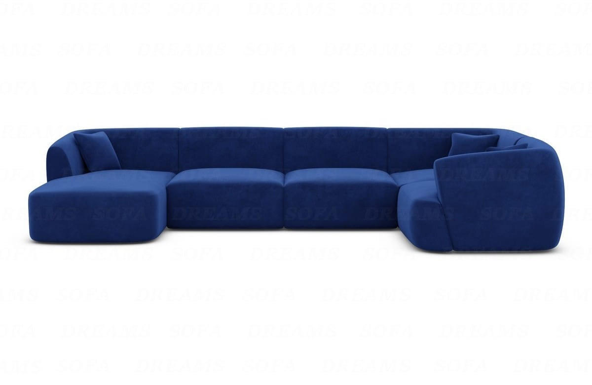 WOHNLANDSCHAFT Azura Dunkelblau Samtstoff - Dunkelblau, Kunststoff (325/78/177cm)