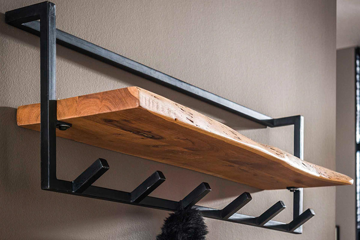 GARDEROBE NEREA Schwarz Akazie - Schwarz, Metall (100/32/25cm) - KAWOLA