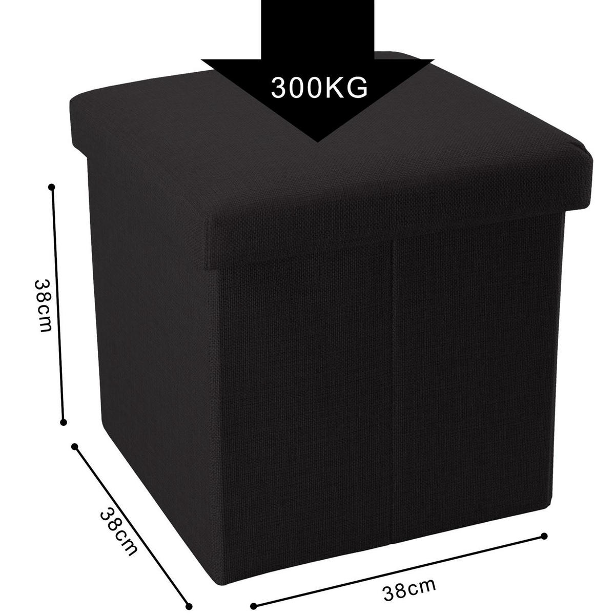SITZBOX mit Stauraum 30/30/30 cm (Schwarz) - Schwarz, Textil (38/38/38cm) - Intirilife