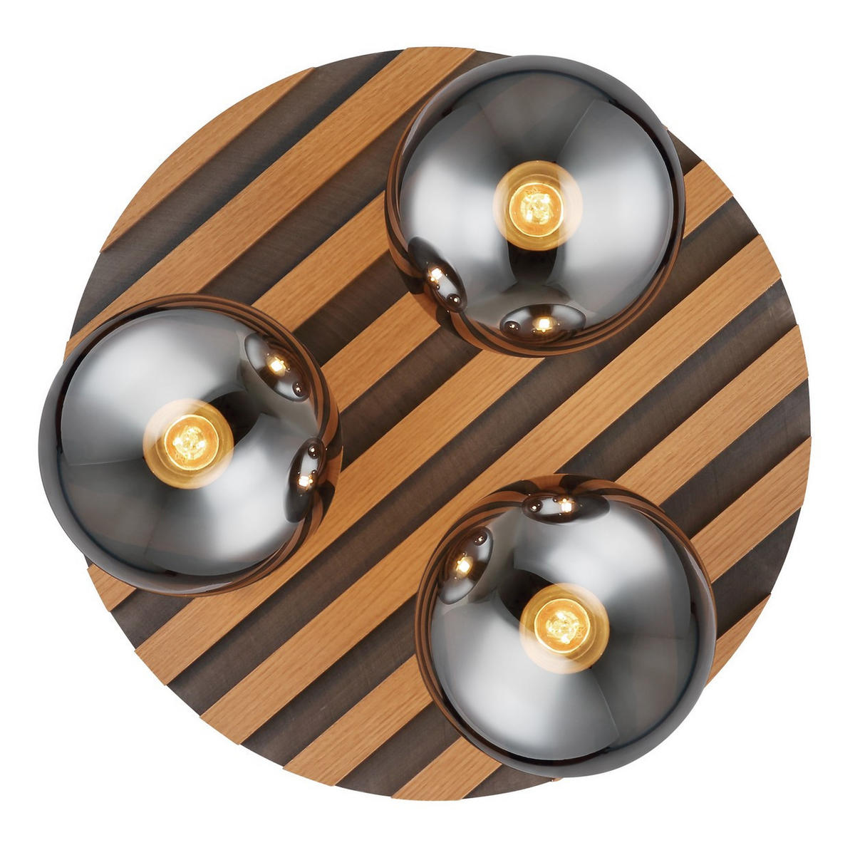 DECKENLEUCHTE PARSONS Metall/Rauchglas MDF Schwarz matt - Schwarz, Glas (39/39/20cm) - Globo Lighting