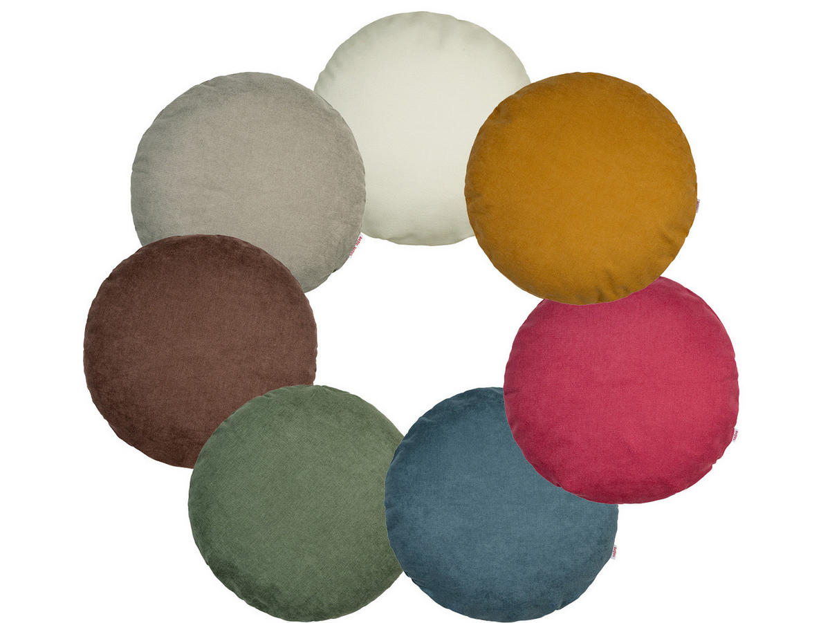 KISSENHÜLLE Rund FarbTon Chenille-Haptik sahne-weiß 50 cm Ø - Ecru, Textil (50/50cm) - beties Heimtextil