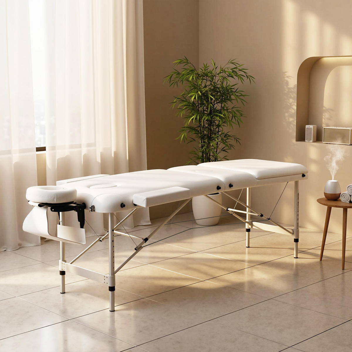 MASSAGELIEGEN höhenverstellbarer Massagetisch Massagebett Aluminium Kunststoff - Weiß, Metall (81/84/215cm) - HOMCOM