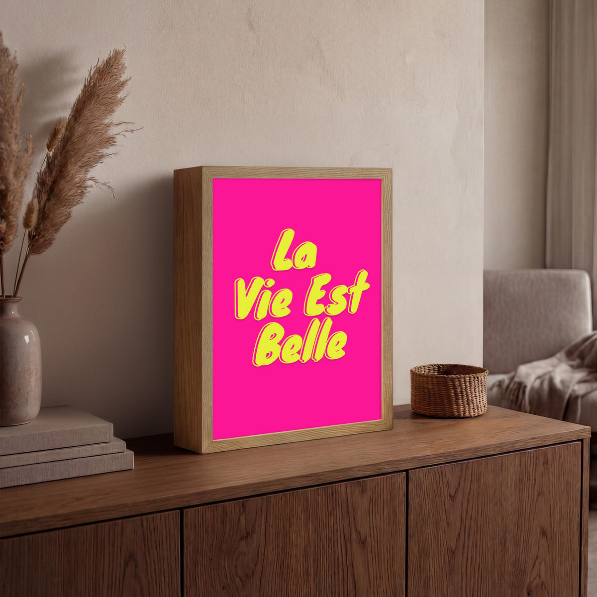 NÁSTĚNNÁ LAMPA S AKUMULÁTOREM Citace - Retro - Pink 30x40 cm - růžová, kompozitní dřevo (30/40/8cm) - OnlyWow