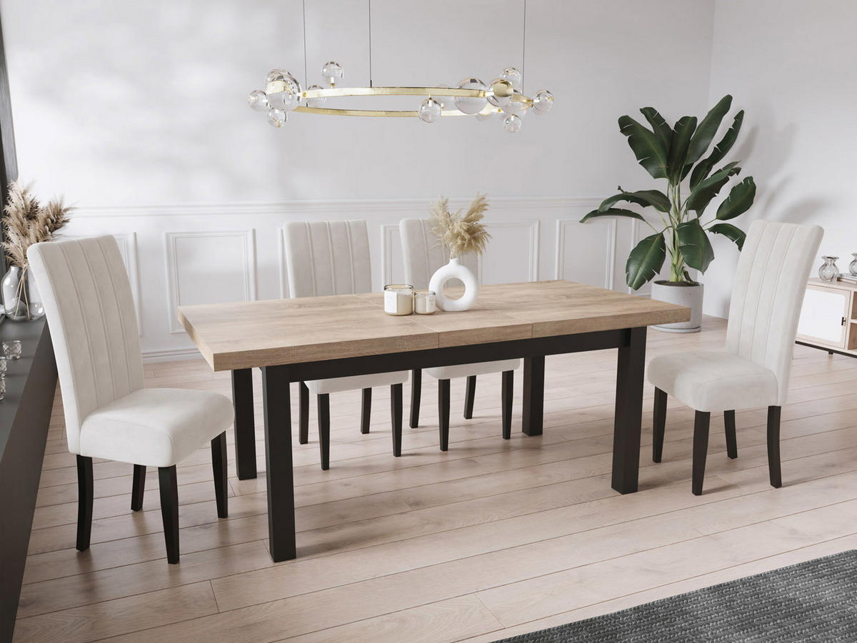 ESSTISCH Gemini rechteckig ausziehbar, Sonoma Eiche 120-160/80/78 cm - Schwarz/Braun, Holz/Holzwerkstoff (80/160/78cm) - WFL GROUP